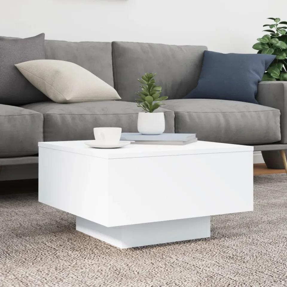vidaXL Salontafel 55x55x31 cm bewerkt hout wit, foto 3