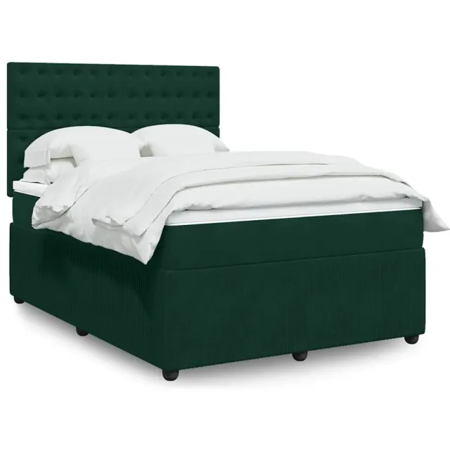 vidaXL Boxspring met matras fluweel donkergroen 140x190 cm groen