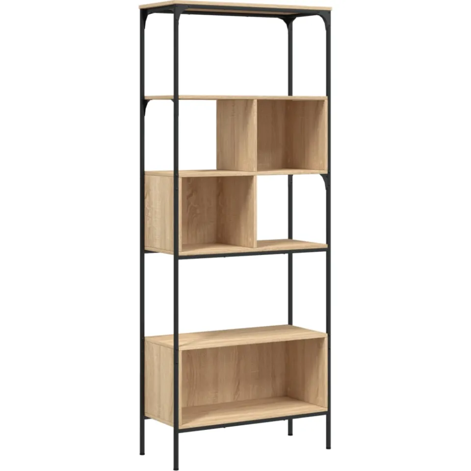 vidaXL Boekenkast 5-laags 76x33x188,5 cm bewerkt hout sonoma eiken Bruin