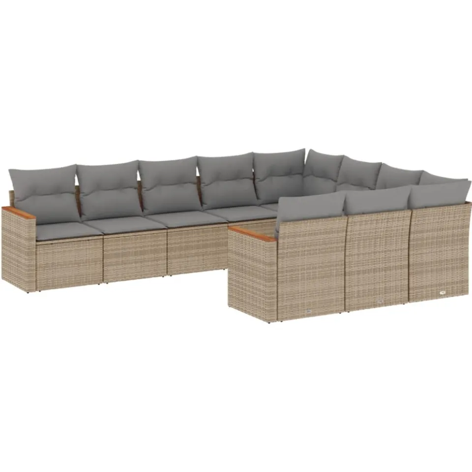 vidaXL Patio Sofa Set 10-zits Gemengd beige