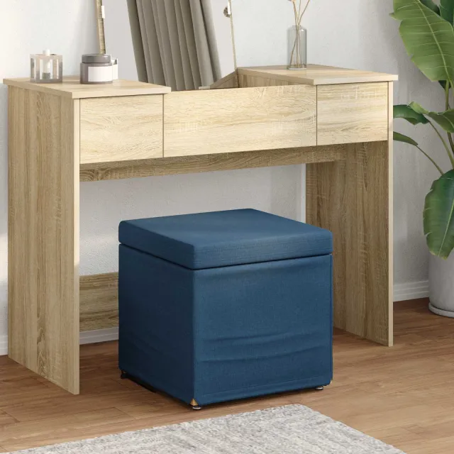 vidaXL Kruk Blauw 41 x 41 x 40 cm Stof en Geëngineerd Hout, foto 2