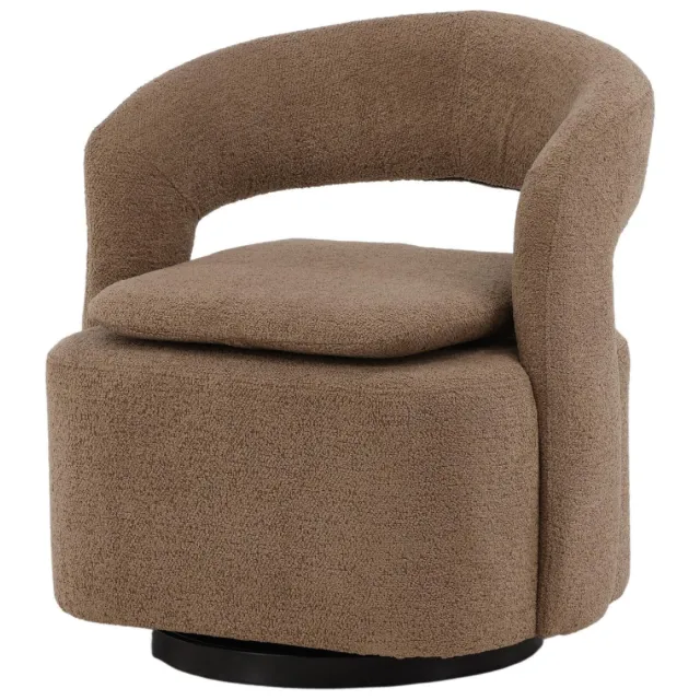 Nest of Nora Draaibare fauteuil Ellan - Lounge stoel - Bruin bouclé