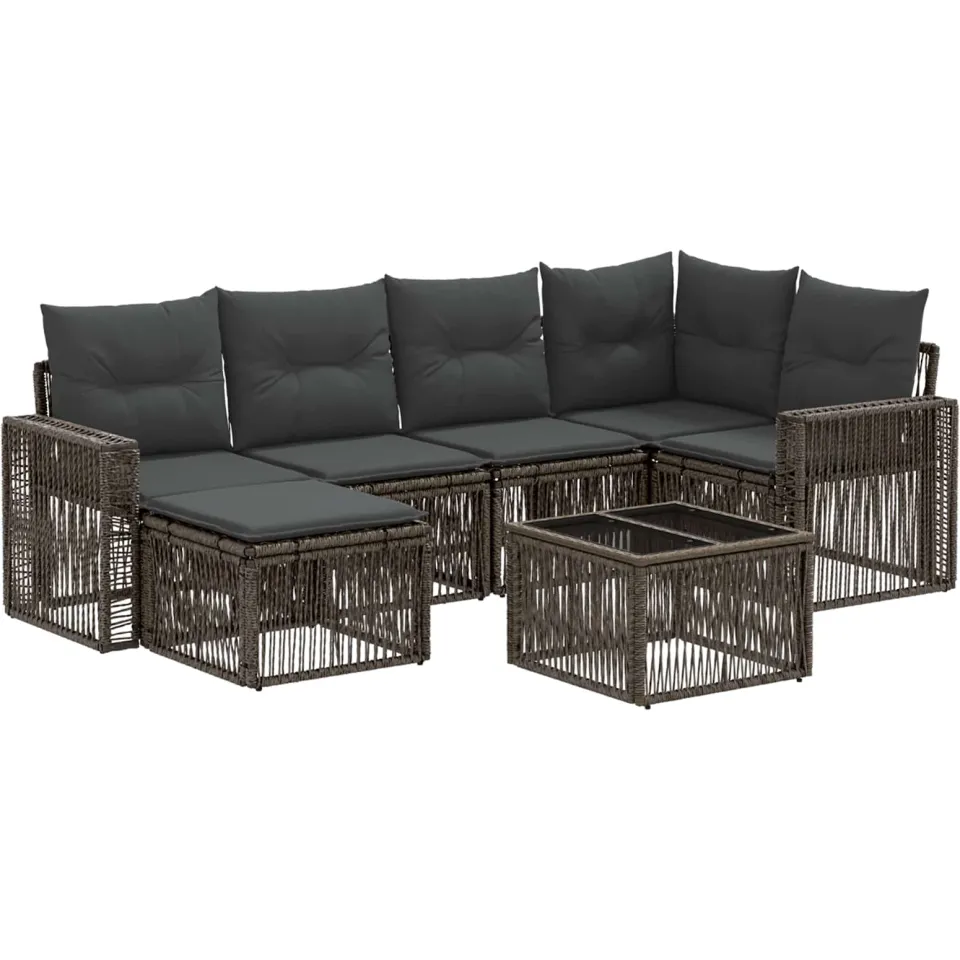 vidaXL Tuinbankenset 7 st 8-zits Grijs en Donkergrijs poly rattan, foto 3