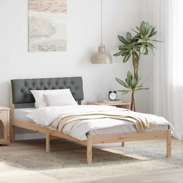 vidaXL Bedframe Bruin en donkergrijs 100 x 200 cm Massief grenenhout