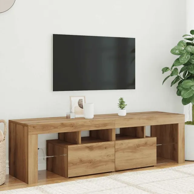 vidaXL Tv-meubel met LED 140x36,5x40 cm bewerkt hout artisanaal eiken, foto 2