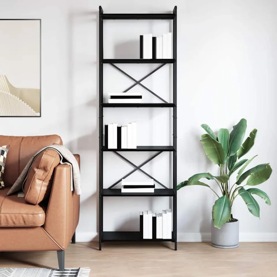 vidaXL Boekenkast 60 x 30 x 189,5 cm Bewerkt hout Zwart Eiken, foto 3