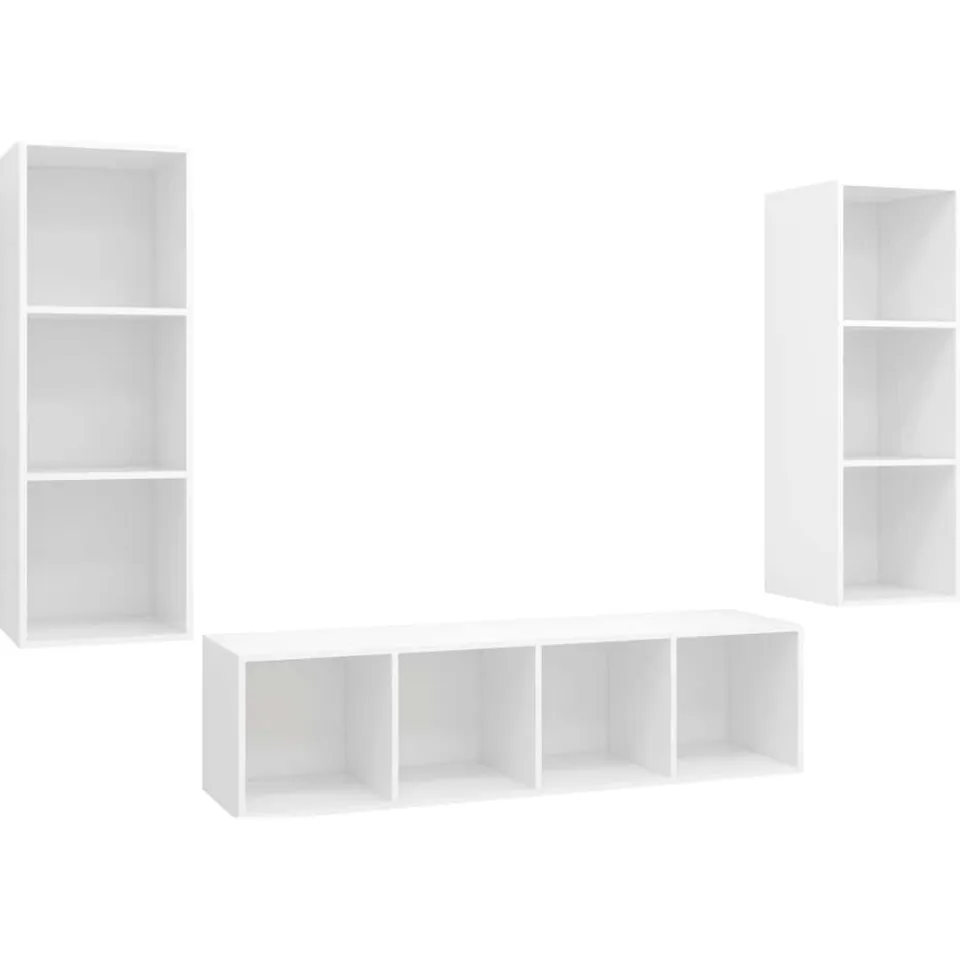 vidaXL 3-delige Tv-meubelset bewerkt hout wit, foto 3
