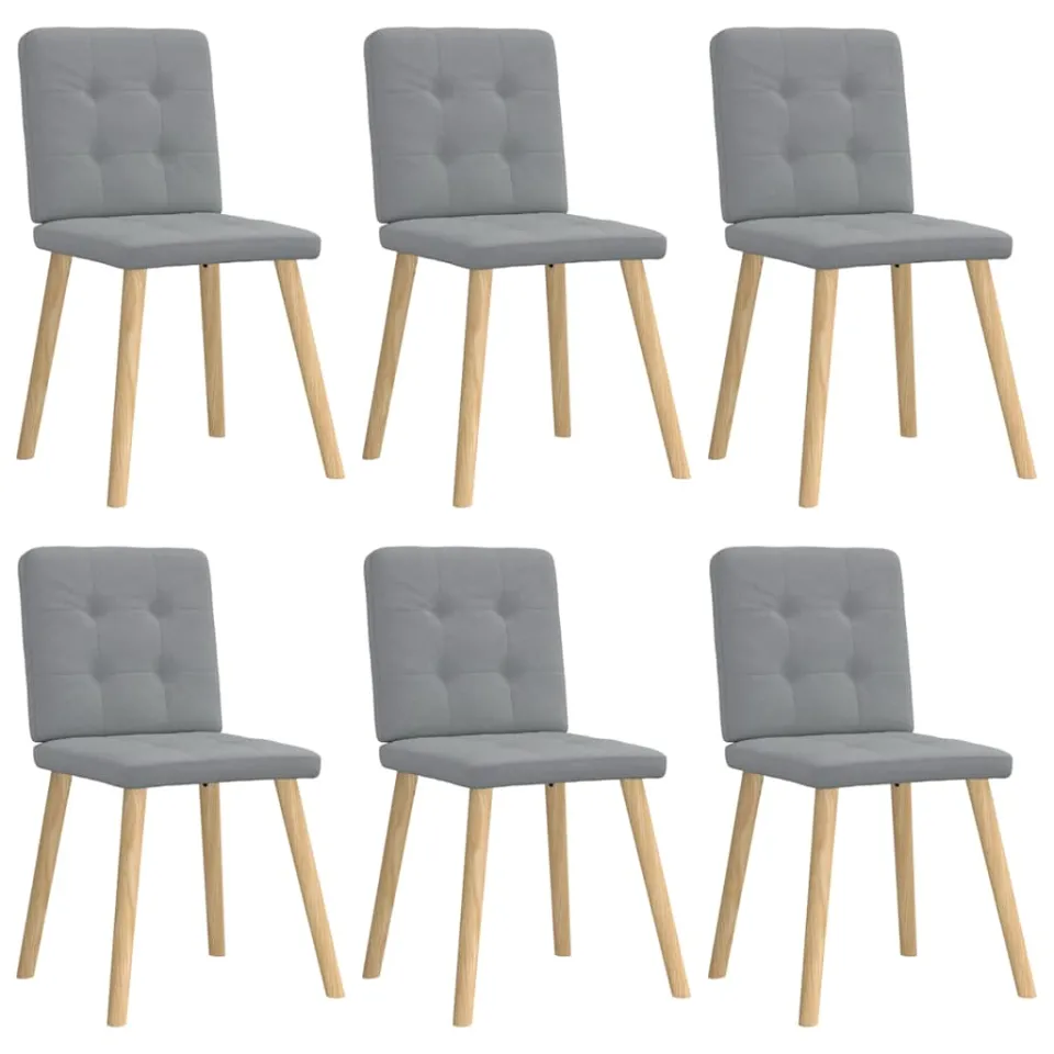 vidaXL Eetkamerstoelen 6 st stof lichtgrijs grijs, foto 3