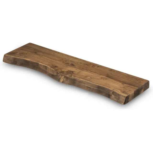 Robustiek Wonen Wandplank Hout Zwevend 240x30 cm - Incl. Bevestigingsmateriaal – Boomstam Muurplank – Boekenplank Bruin