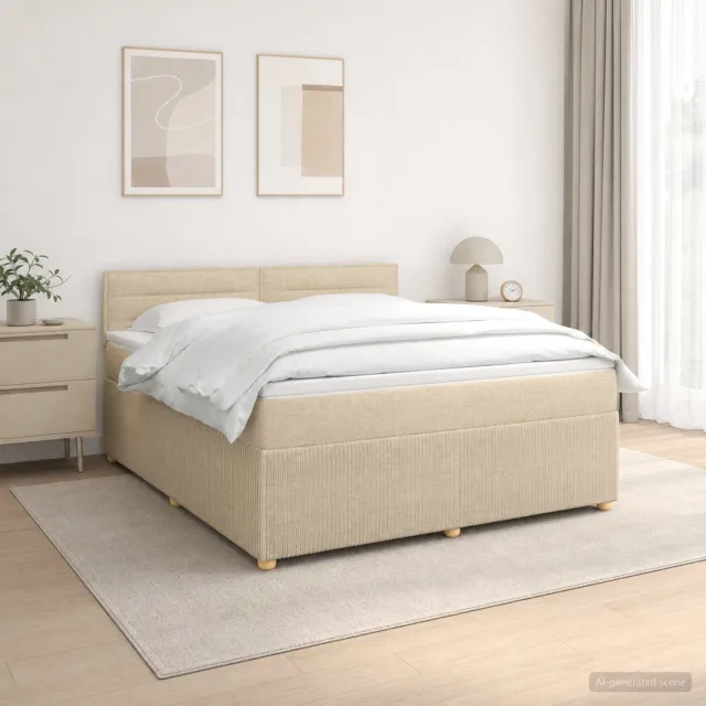 vidaXL Boxspringbed met matras Crèmekleurig 160 x 200 cm Stof