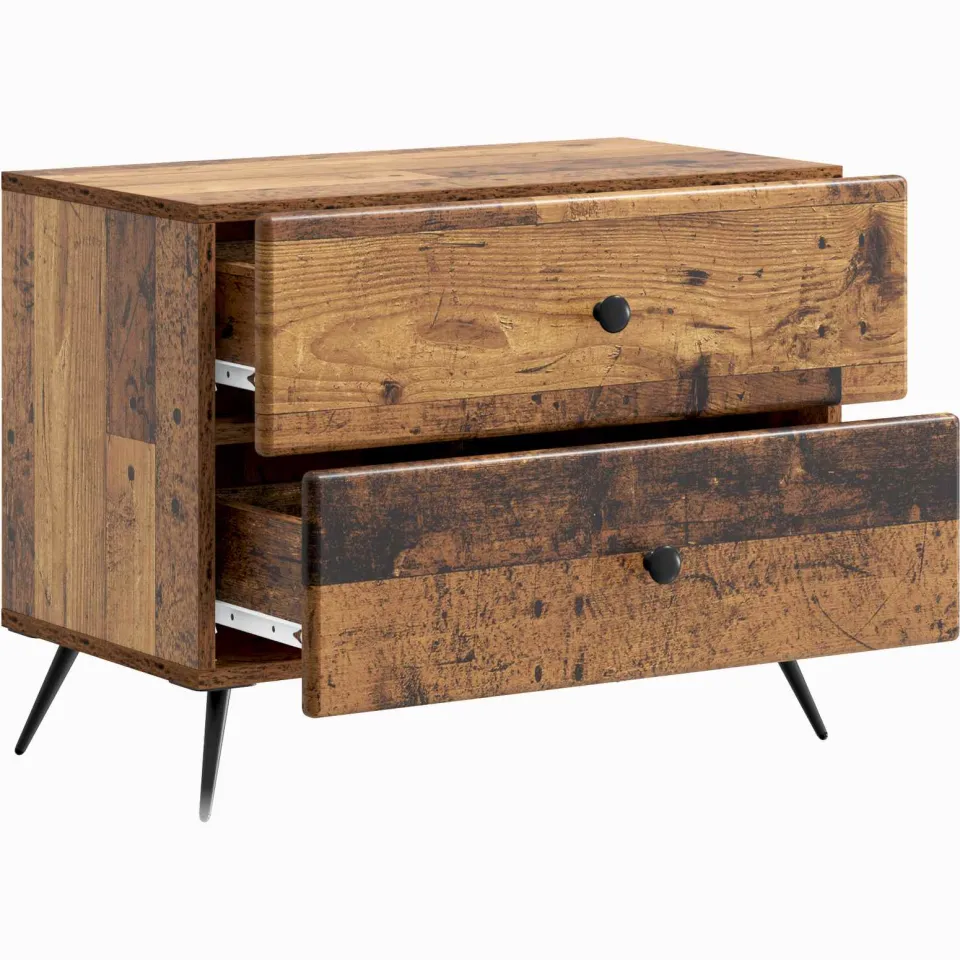 vidaXL Nachtkastje Oud hout 62 x 34,5 x 47,5 cm Bewerkt hout bruin, foto 3