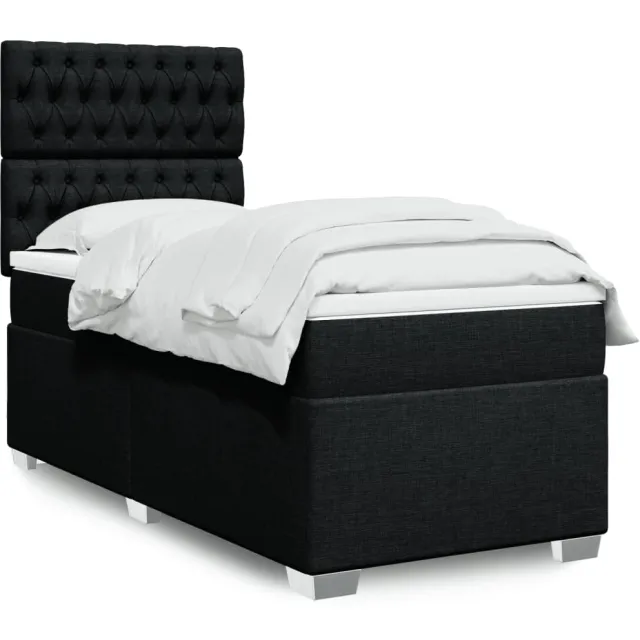 vidaXL Boxspring met matras stof zwart 90x200 cm