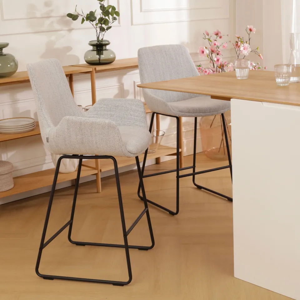 Nolon Nino-Eef barkruk beige gemêleerd - zwart onderstel - 65 cm, foto 2