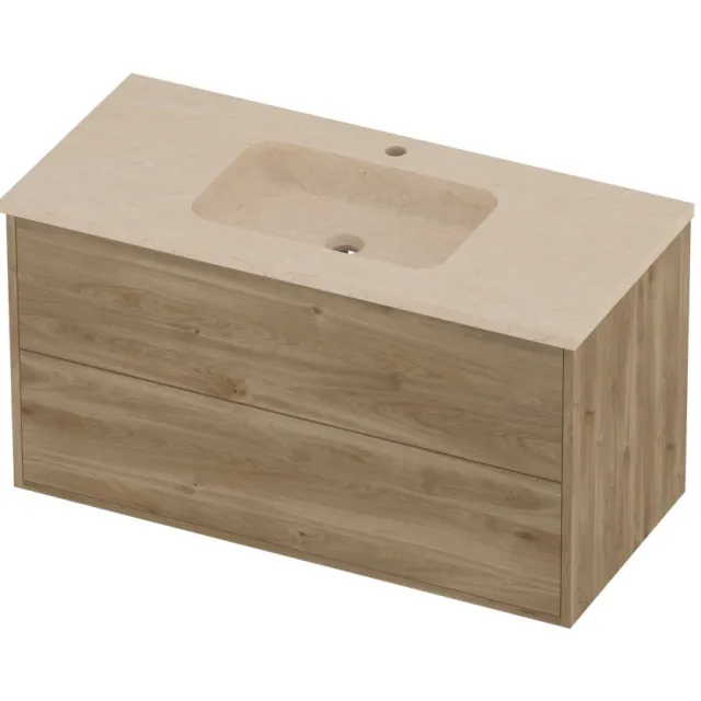 Proline Rollo Badmeubelset Hardsteen Elegant 100x46x54 cm Sand Stone Cider Oak Eiken