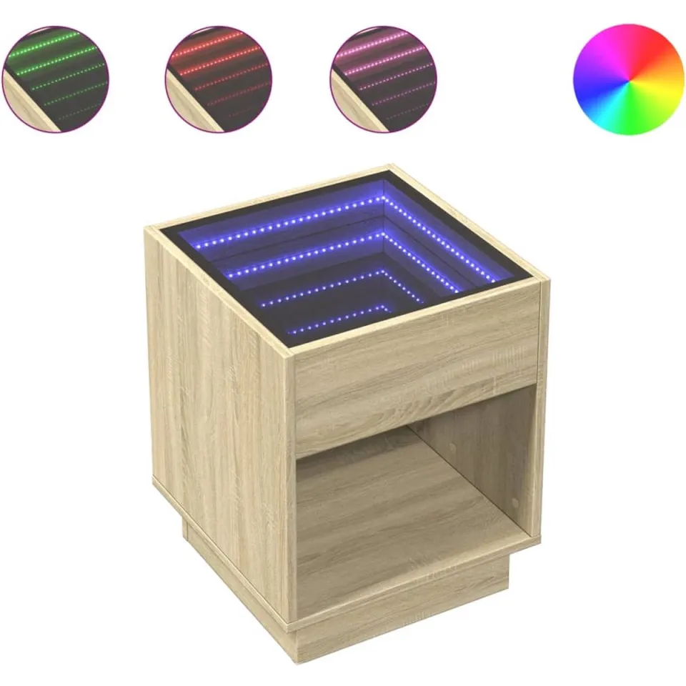 vidaXL Salontafel met Infinity LED 40x40x50 cm sonoma eikenkleurig Bruin