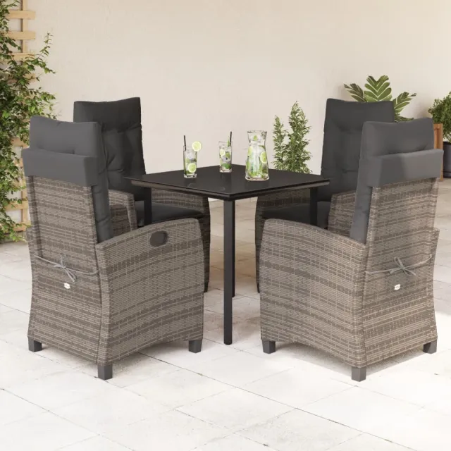 vidaXL 5-delige Tuinset met kussens poly rattan grijs, foto 2
