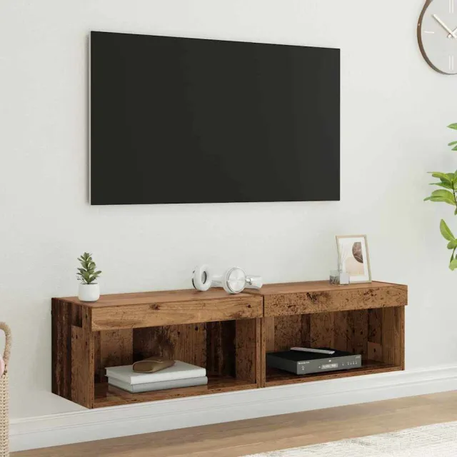 vidaXL Tv-meubelset 2 st Oud Hout Bewerkt hout Bruin
