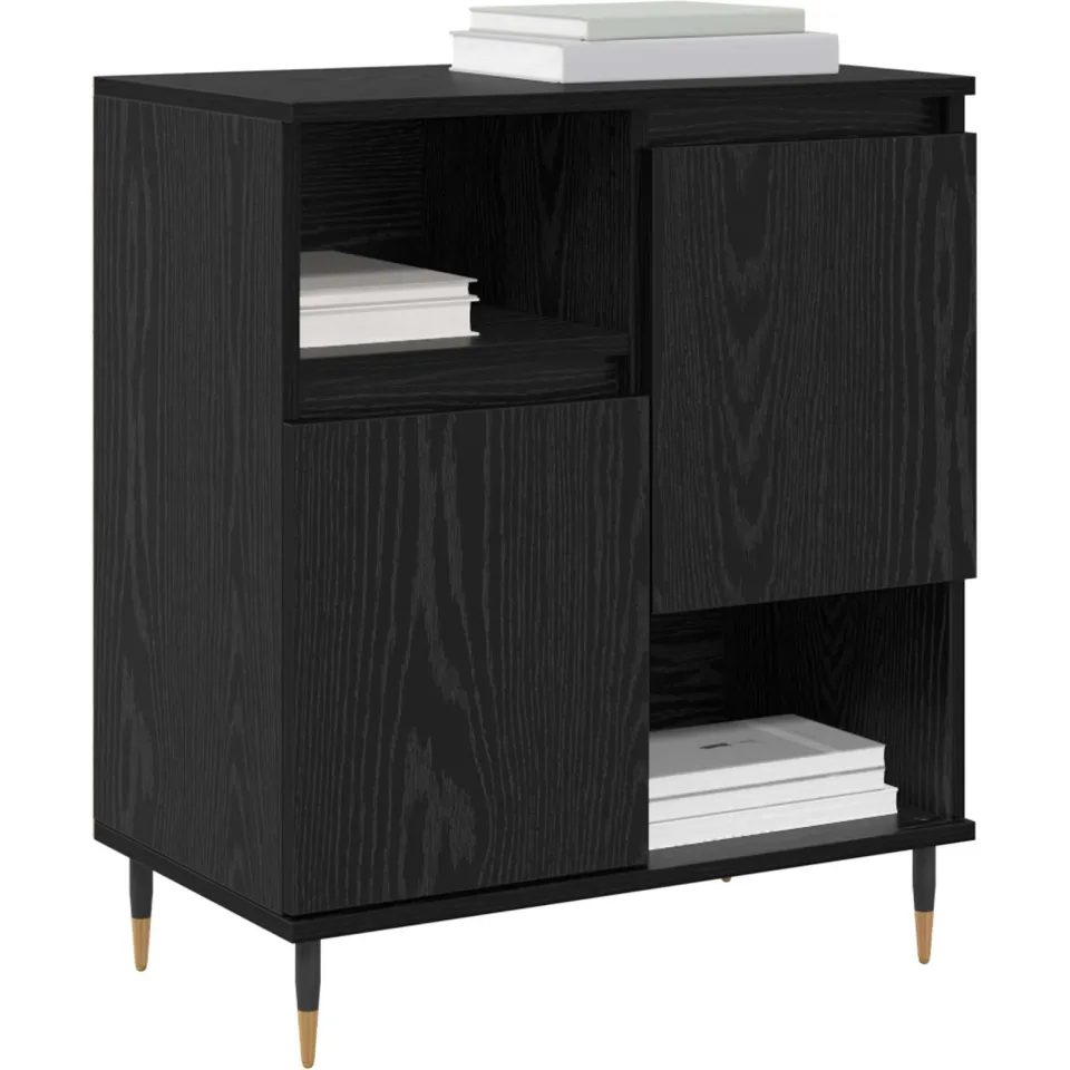vidaXL Dressoirs 2 st Zwart eiken 60 x 35 x 70 cm