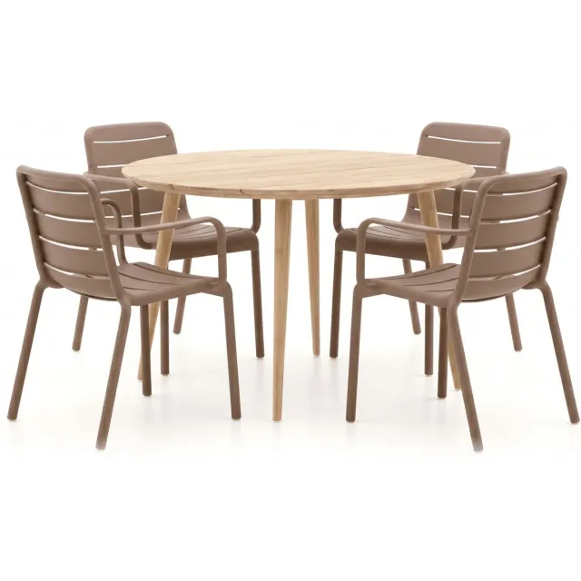 Forza Furniture Forza Narni/ROUGH-K ø 115cm dining tuinset 5-delig stapelbaar, foto 2
