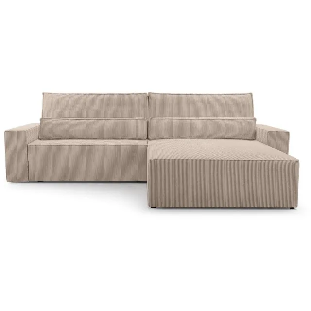 AJE Meubles B.V. Hoekbank met Slaapfunctie - 297 x 200 x 85 cm - Comfortabele en Stijlvolle Familiebank - DENVER L - Poso 02 Donkerbeige