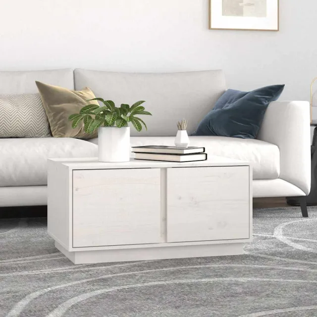 vidaXL Salontafel 80x50x40 cm massief grenenhout wit, foto 2