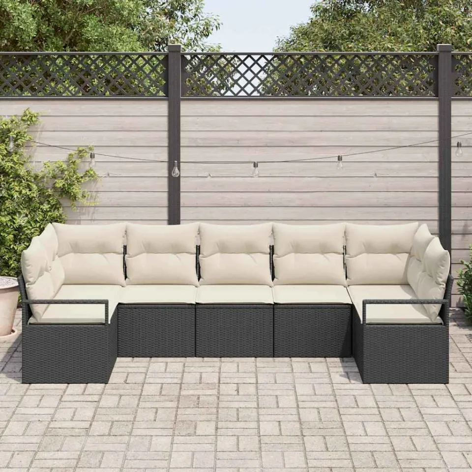 vidaXL Bankstel 7 st Zwart poly rattan, foto 3