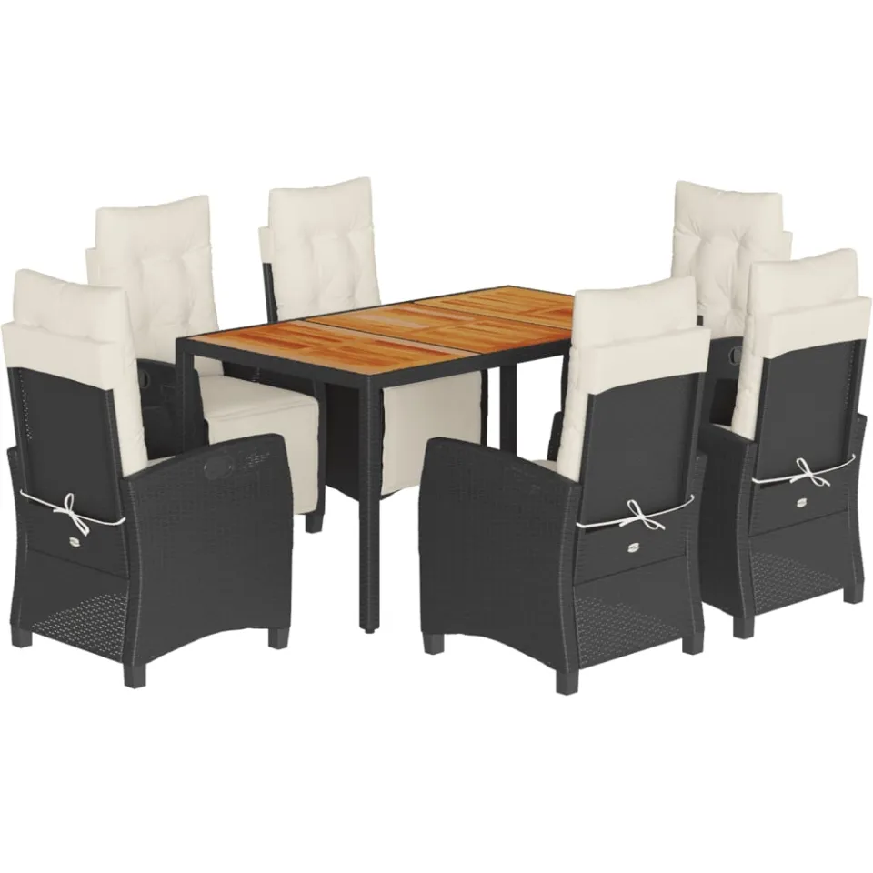vidaXL Patio Dining Set 6 st 6-zits Black and Cream, foto 3
