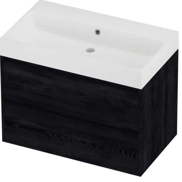 Proline Podium Badmeubelset Polystone Loft 2 Laden 80x46x62 cm Mat White Black Oak Eiken