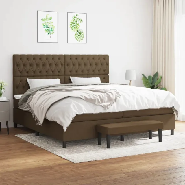 vidaXL Boxspring met matras stof donkerbruin 200x200 cm bruin