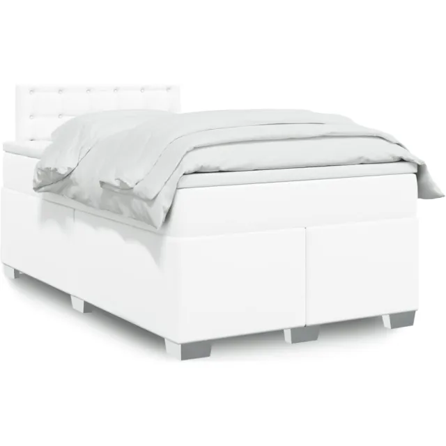 vidaXL Boxspring met matras kunstleer wit 120x190 cm