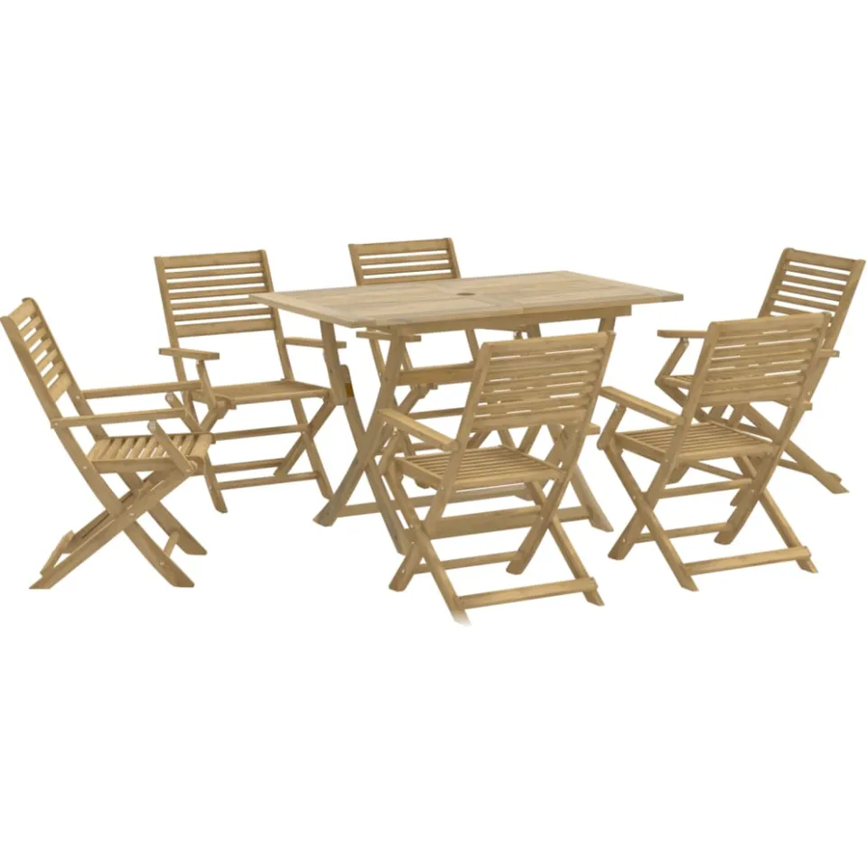 vidaXL 7-delige Tuinset massief acaciahout Bruin