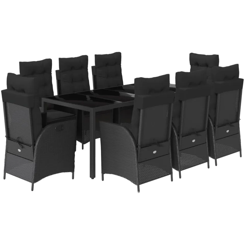 vidaXL 9-delige Tuinset poly rattan zwart, foto 3