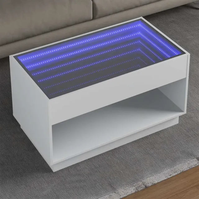 vidaXL Salontafel met Infinity LED 90x50x50 cm wit, foto 2