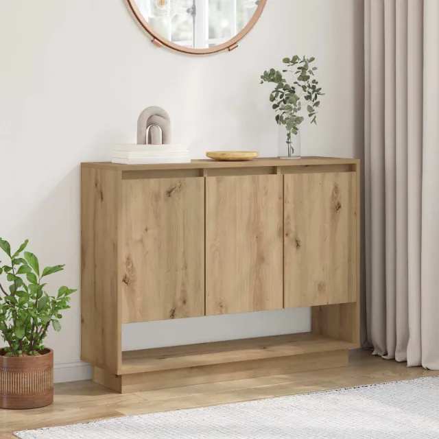 vidaXL Dressoir Artisan Eiken 97 x 29 x 75 cm Bewerkt hout Bruin