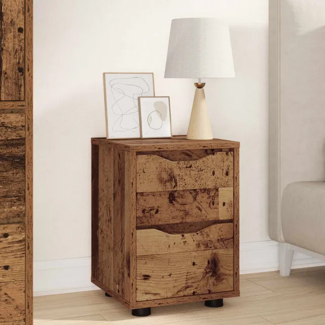 vidaXL Nachtkastje Oud Hout 30,5 x 30 x 43 cm Bewerkt hout bruin, foto 2