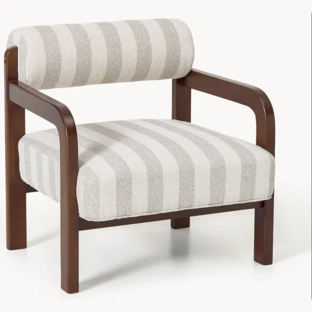Westwing Collection Loungefauteuil Raymond van essenhout met bouclé bekleding Beige, Wit