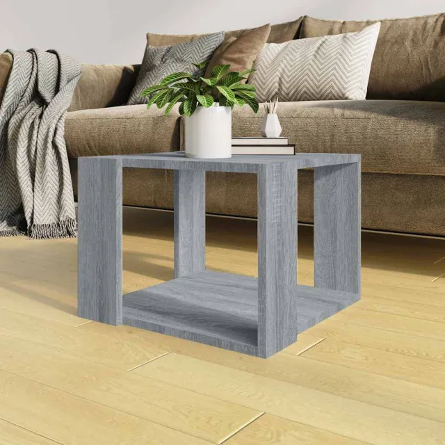 vidaXL Salontafel 40x40x30 cm bewerkt hout grijs sonoma eikenkleurig, foto 2