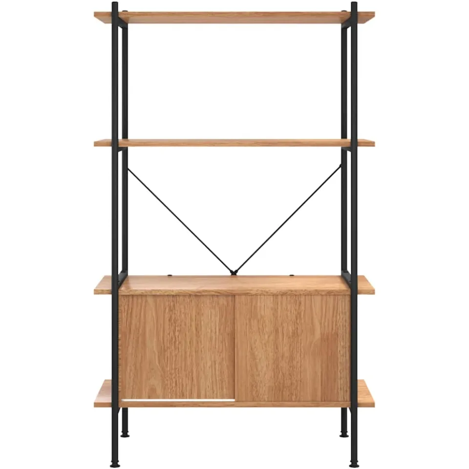 vidaXL Opbergrek 4-laags met kast 80x40x130 cm staal en bewerkt hout bruin, foto 3