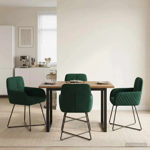 vidaXL Eettafelstoelen 4 st fluweel Donkergroen 59 x 56,5 x 86 cm