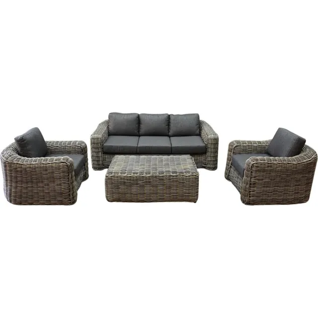 AVH-Collectie Las Palmas stoel bank loungeset 4-delig grijs Antraciet
