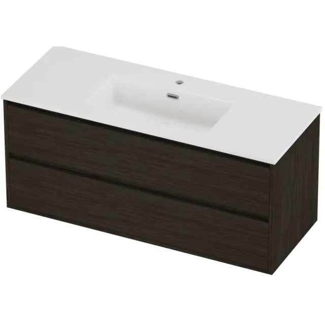 Proline Tribute Badmeubelset Porselein Elegant 1 Gat 120x46x54 cm Glans Wit Mokka Oak Eiken