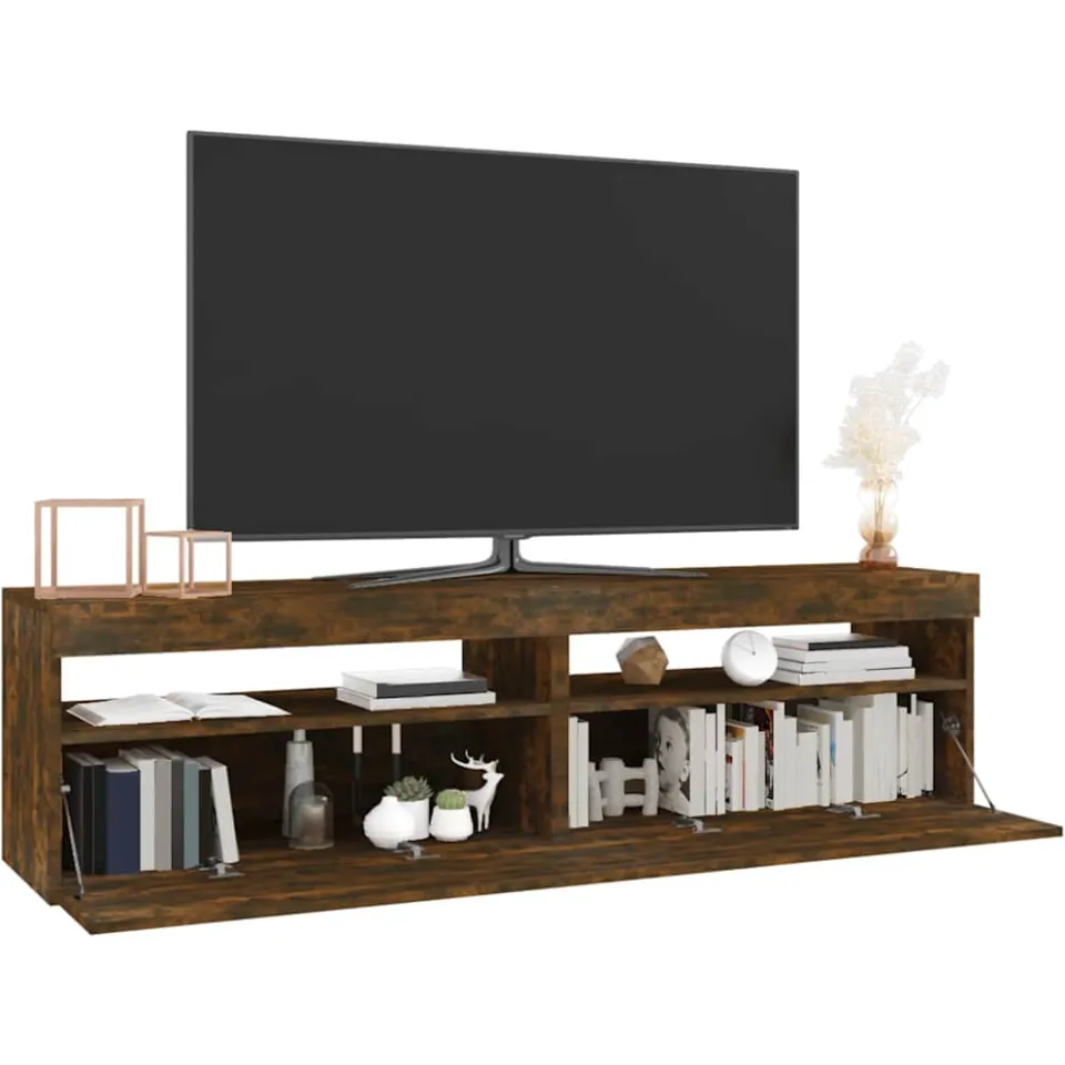 vidaXL Tv-meubelen met LED-verlichting 2 st 75x35x40 cm gerookt eiken, foto 3