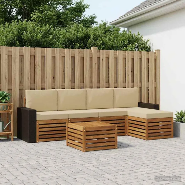 vidaXL Buiten bankenset 6 st 5-zits Natuurlijk en Beige