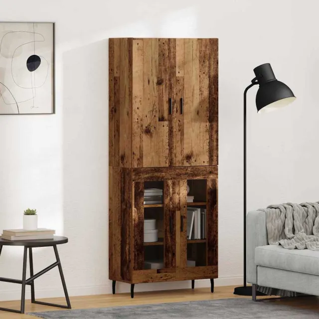 vidaXL Hoge kast Oud hout 69,5 x 34 x 180 cm Bewerkt hout Bruin