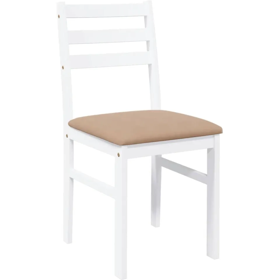 vidaXL Eetkamerstoelen met kussens 2 st massief hout rubber wit, foto 4