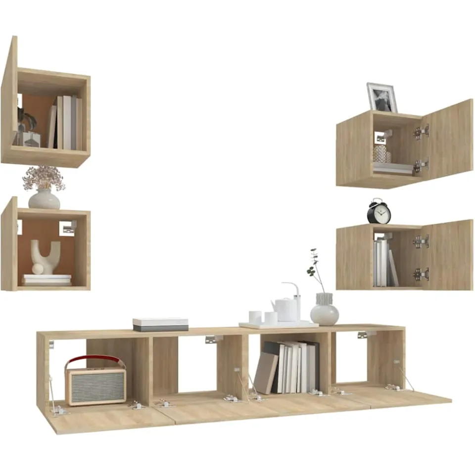 vidaXL 6-delige Tv-meubelset bewerkt hout sonoma eikenkleurig, foto 3