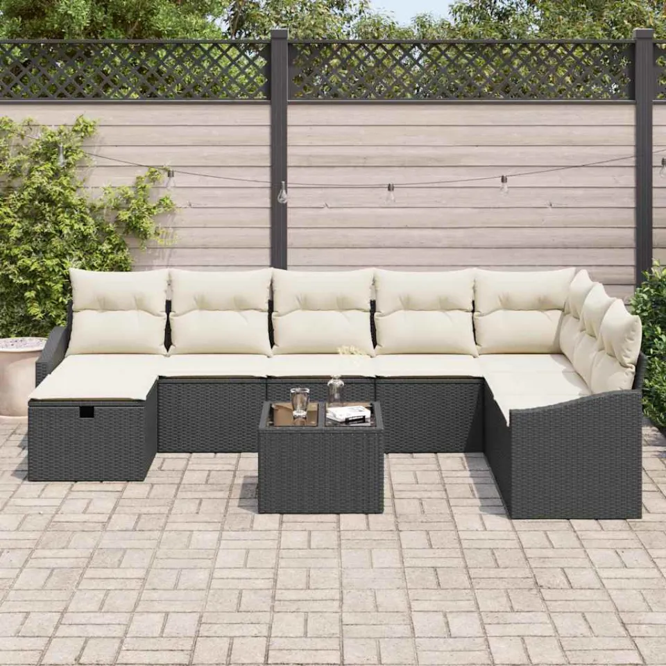 vidaXL Bankstel 8 st poly rattan zwart, foto 2
