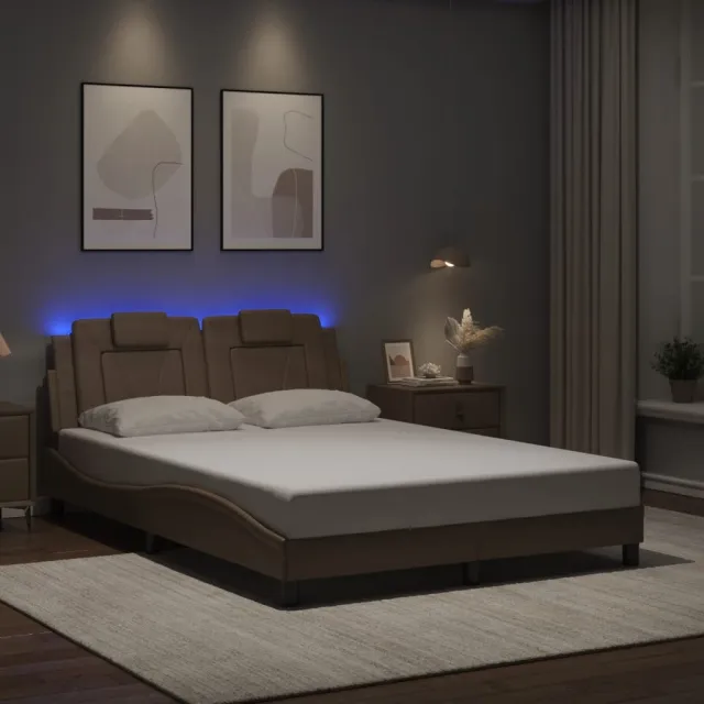 vidaXL Bedframe "Viana" met LED zonder matras cappuccino 140x190 cm Bruin