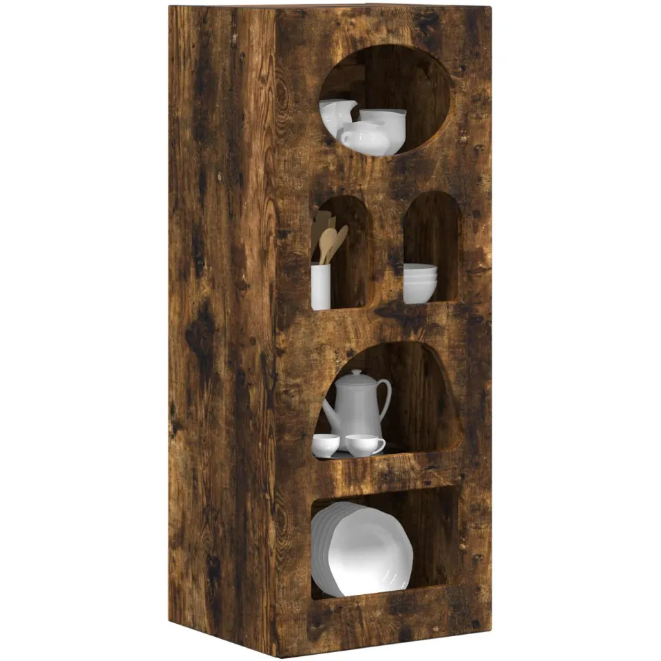 vidaXL Dressoir ELST Gerookt eiken 40 x 35 x 100,5 cm Bewerkt hout Bruin