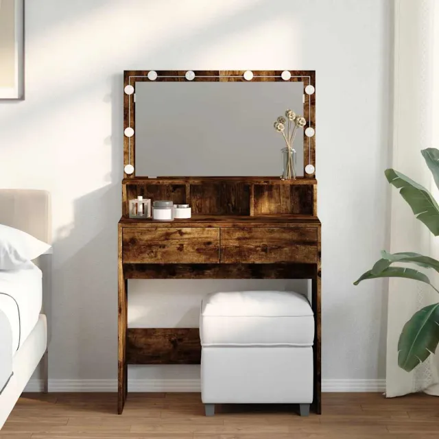 vidaXL Kaptafel met LED 80x41x134,5 cm gerookt eikenkleurig, foto 2